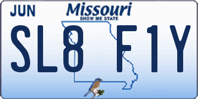 MO license plate SL8F1Y