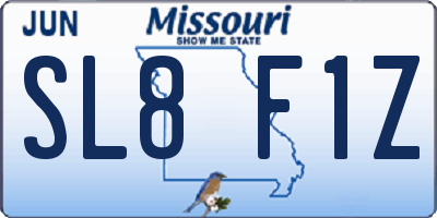 MO license plate SL8F1Z