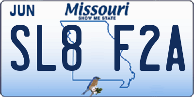 MO license plate SL8F2A