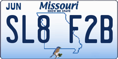 MO license plate SL8F2B