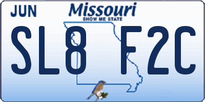 MO license plate SL8F2C
