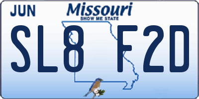 MO license plate SL8F2D