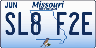 MO license plate SL8F2E