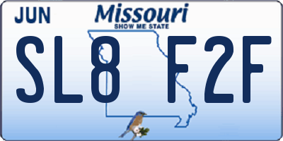 MO license plate SL8F2F