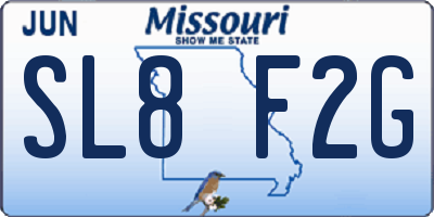 MO license plate SL8F2G