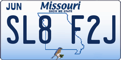 MO license plate SL8F2J
