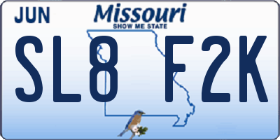 MO license plate SL8F2K