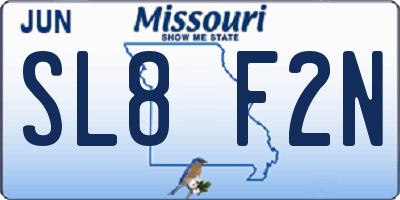 MO license plate SL8F2N
