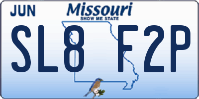 MO license plate SL8F2P