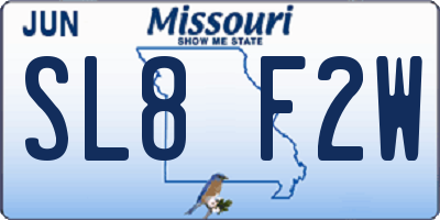 MO license plate SL8F2W