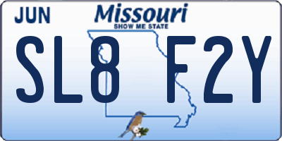 MO license plate SL8F2Y