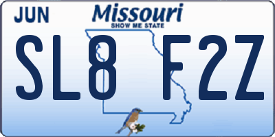 MO license plate SL8F2Z
