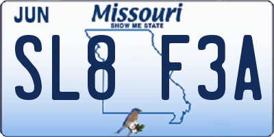 MO license plate SL8F3A