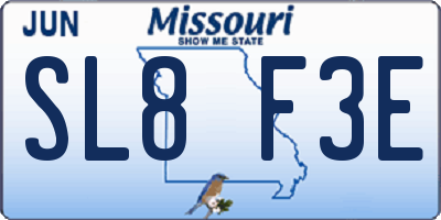 MO license plate SL8F3E