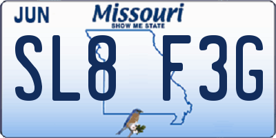 MO license plate SL8F3G