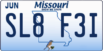 MO license plate SL8F3I