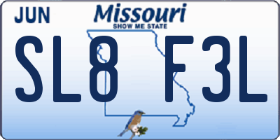 MO license plate SL8F3L