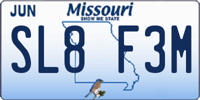 MO license plate SL8F3M