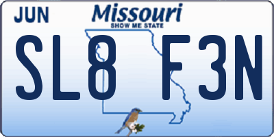 MO license plate SL8F3N