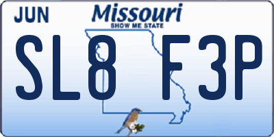 MO license plate SL8F3P