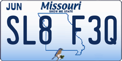 MO license plate SL8F3Q
