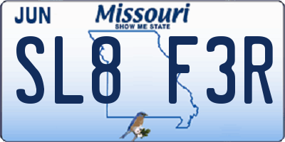 MO license plate SL8F3R