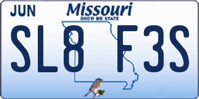 MO license plate SL8F3S