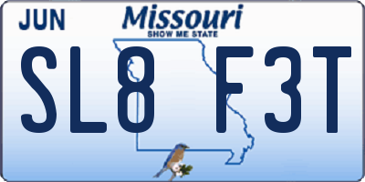 MO license plate SL8F3T