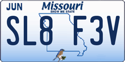 MO license plate SL8F3V