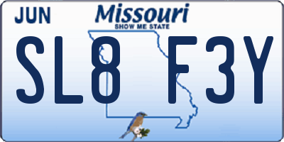 MO license plate SL8F3Y