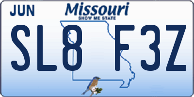 MO license plate SL8F3Z