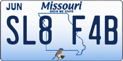 MO license plate SL8F4B