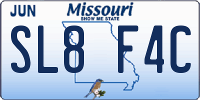 MO license plate SL8F4C