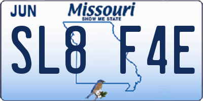 MO license plate SL8F4E