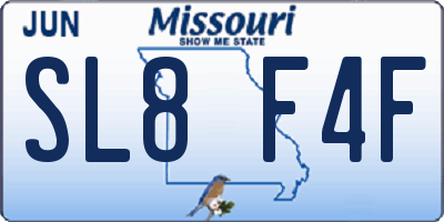 MO license plate SL8F4F