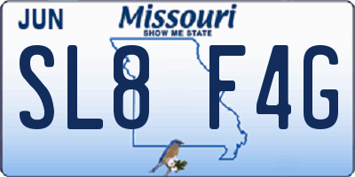 MO license plate SL8F4G