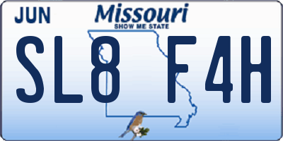 MO license plate SL8F4H