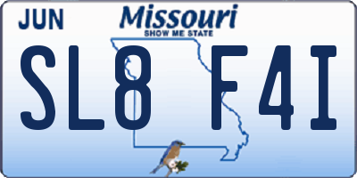 MO license plate SL8F4I