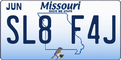 MO license plate SL8F4J