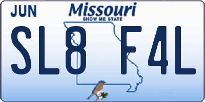 MO license plate SL8F4L
