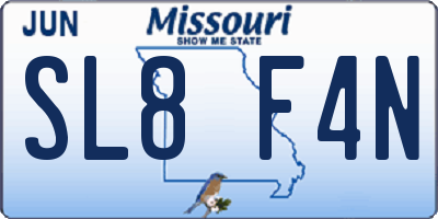 MO license plate SL8F4N