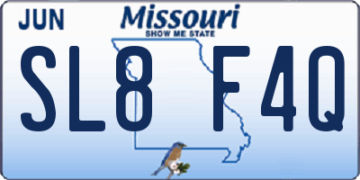 MO license plate SL8F4Q