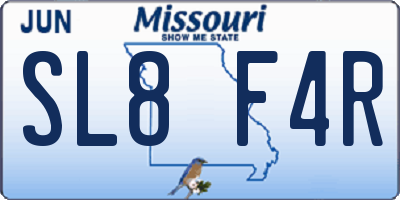 MO license plate SL8F4R