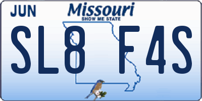 MO license plate SL8F4S