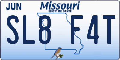 MO license plate SL8F4T