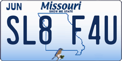MO license plate SL8F4U