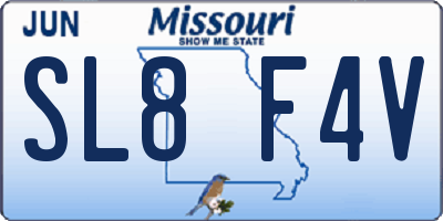 MO license plate SL8F4V