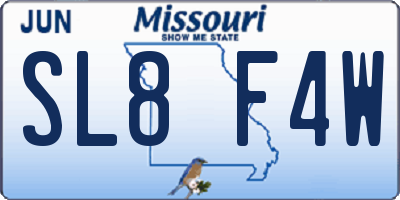 MO license plate SL8F4W