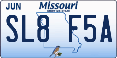 MO license plate SL8F5A