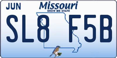 MO license plate SL8F5B